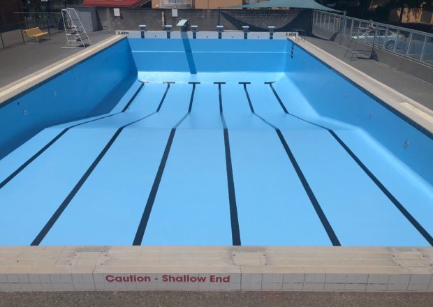 School pool after re-painting and renovation