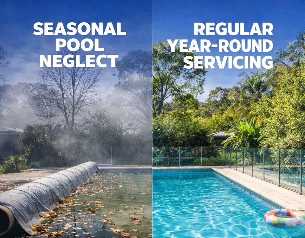 Pools turn green from neglect Pools turn green from neglect